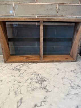 Rustic Two-Compartment Wood Display Shelf - Natural Brown